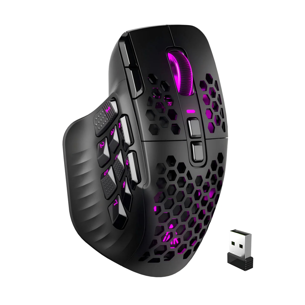 SOLAKAKA SM809 Pro Wireless MMO Gaming Mouse – 16 Programmable Buttons | 24,000 DPI | Tri-Mode Wireless