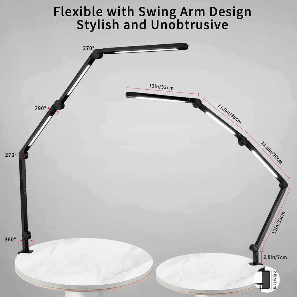 4-Section Flexible Clamp Desk Light – Adjustable Color Modes & Eye-Care Brightness