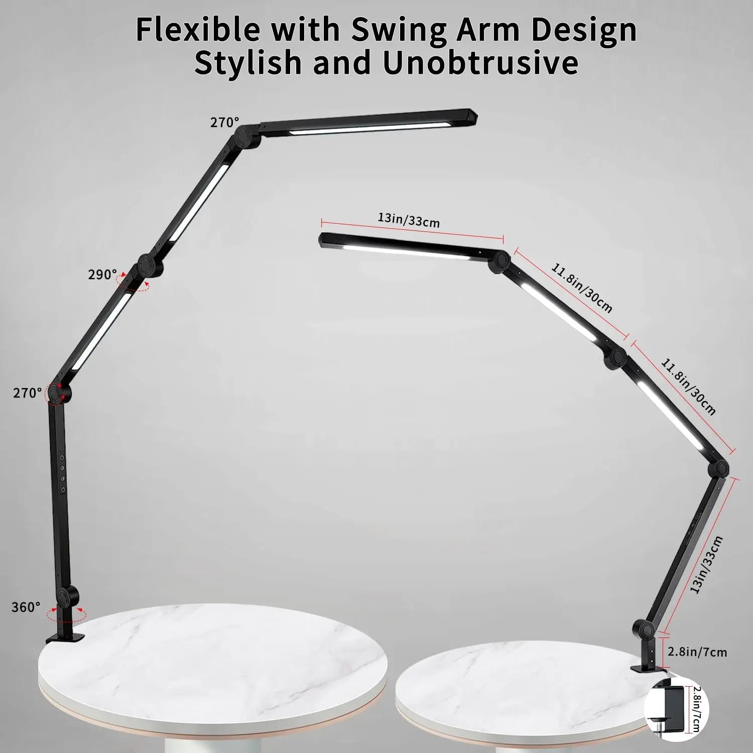 4-Section Flexible Clamp Desk Light – Adjustable Color Modes & Eye-Care Brightness
