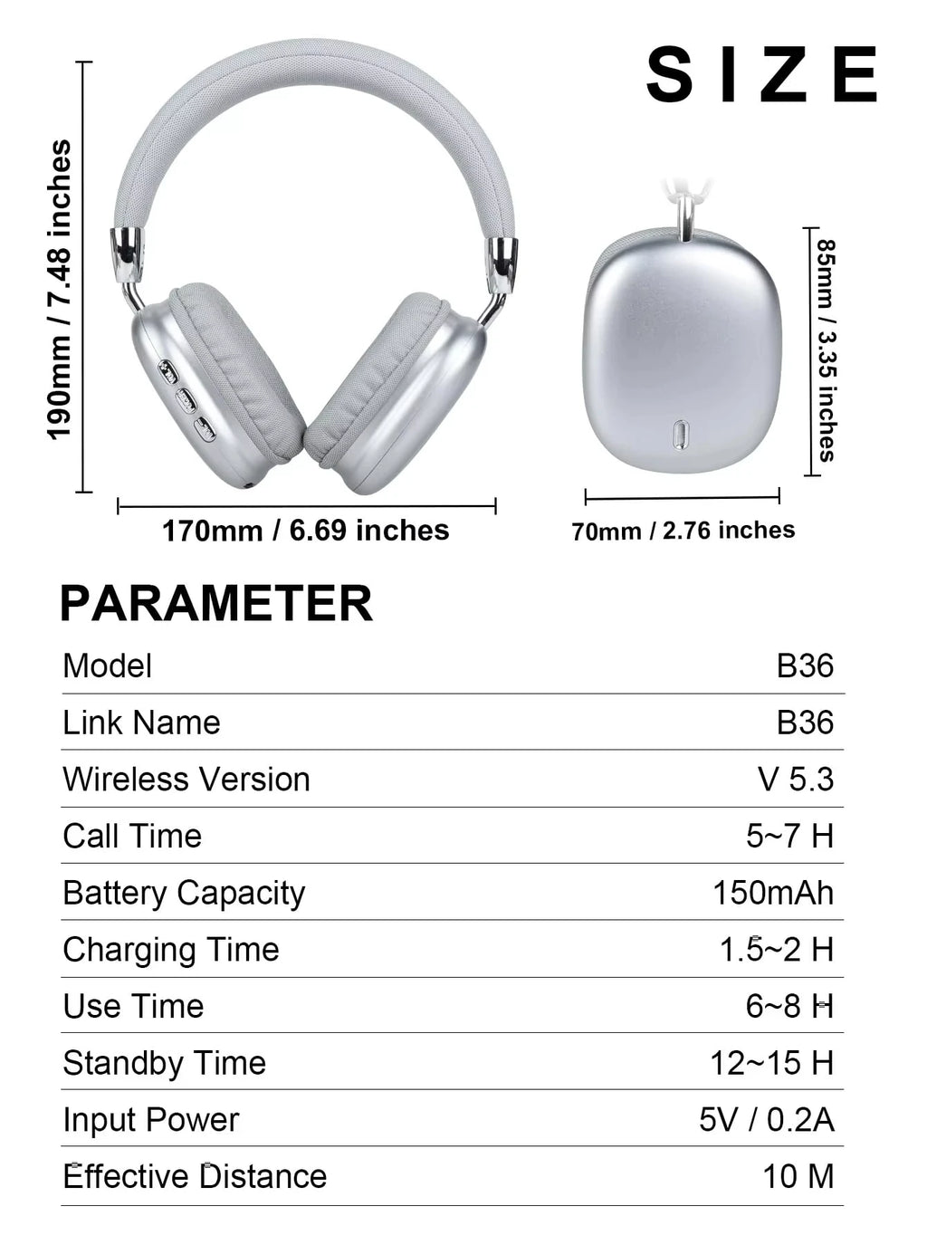 Ergonomic Foldable Headphones | Deep Bass Over-Ear Wireless Earbuds