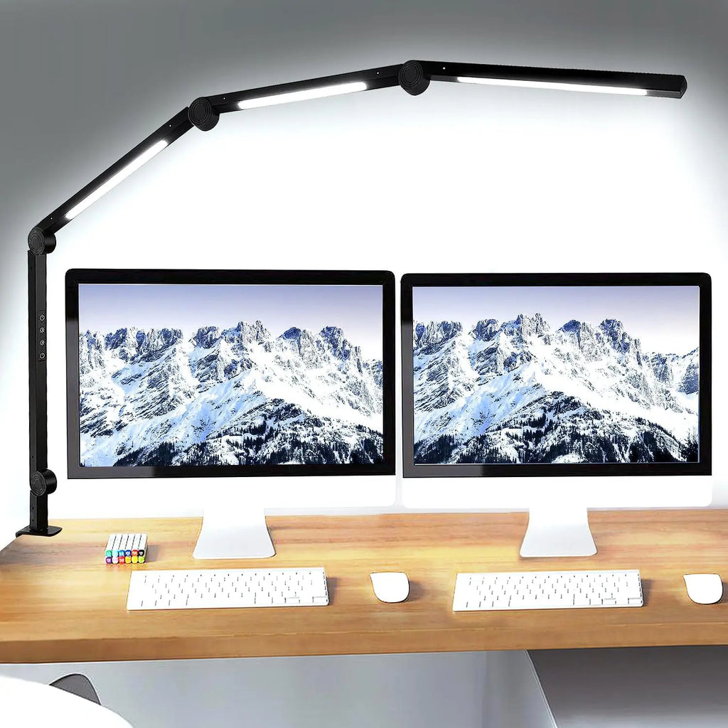 4-Section Flexible Clamp Desk Light – Adjustable Color Modes & Eye-Care Brightness