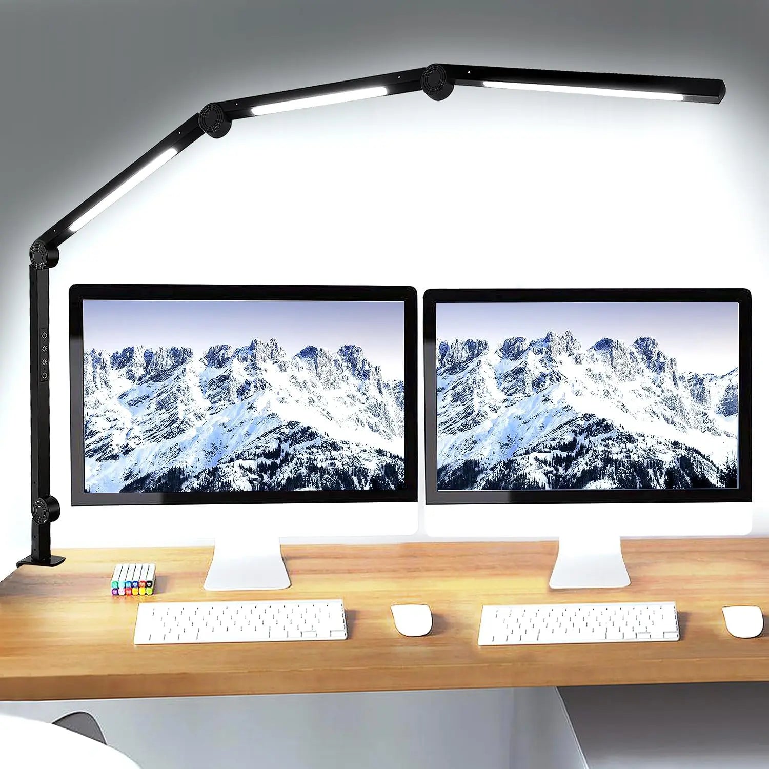 4-Section Flexible Clamp Desk Light – Adjustable Color Modes & Eye-Care Brightness