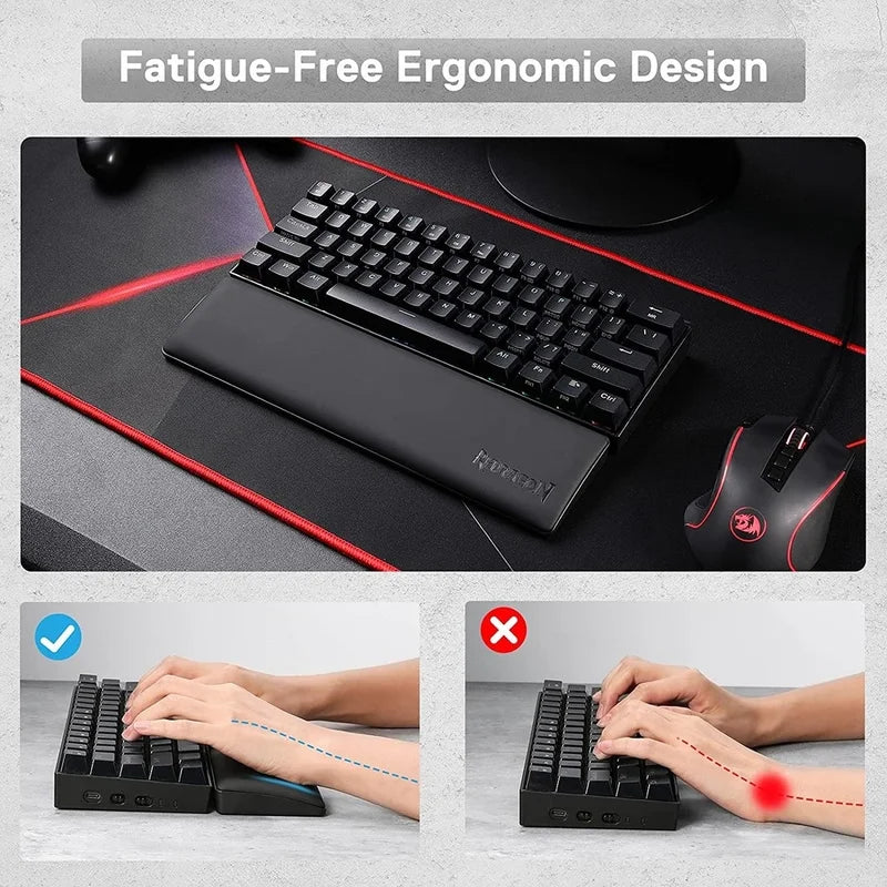 Redragon® Ergonomic Gaming Wrist Rest – Memory Foam & Anti-Slip Rubber Base