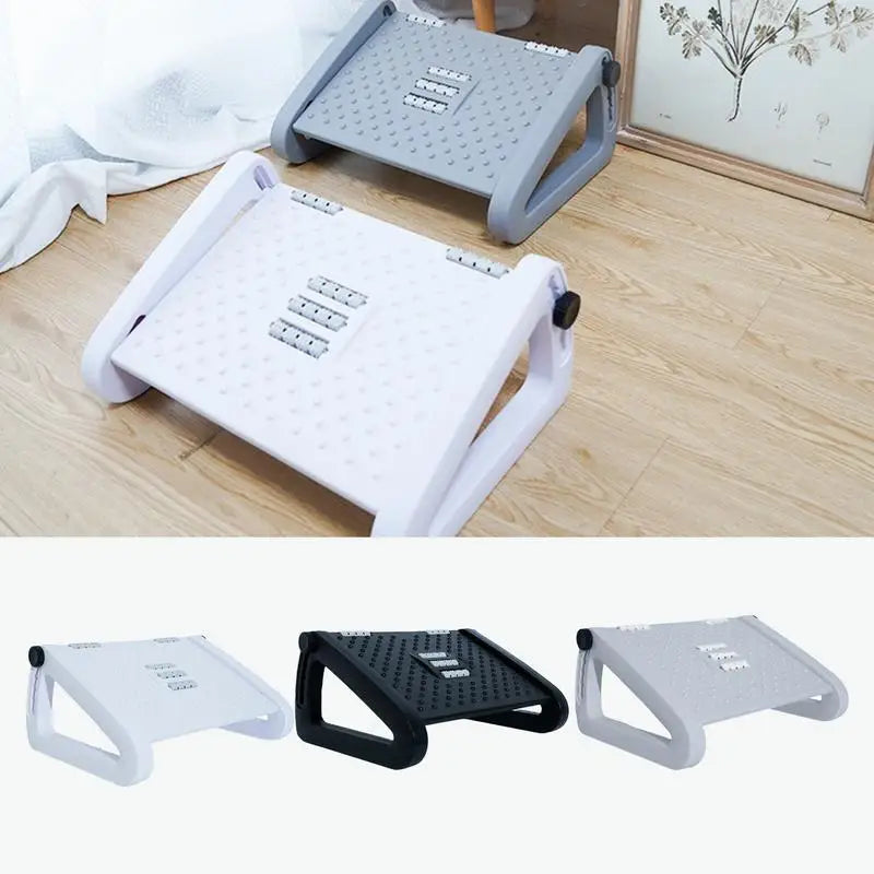 Adjustable Ergonomic Foot Rest with Massage Rollers & 6 Height Settings